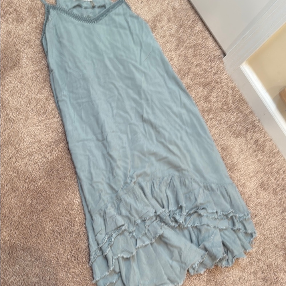 Sage Green Ruffled Tiered Maxi Dress - Picture 2 of 6